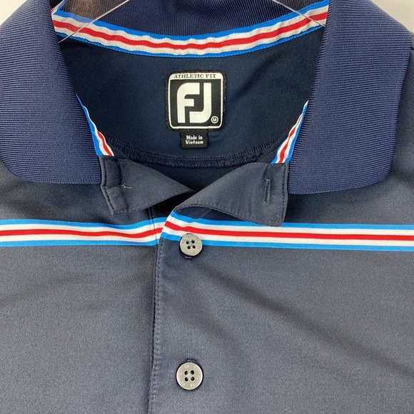 Footjoy Athletic Fit Mens short Sleeve Golf Polo Shirt Dark Blue Excellent Shape - Picture 14 of 14